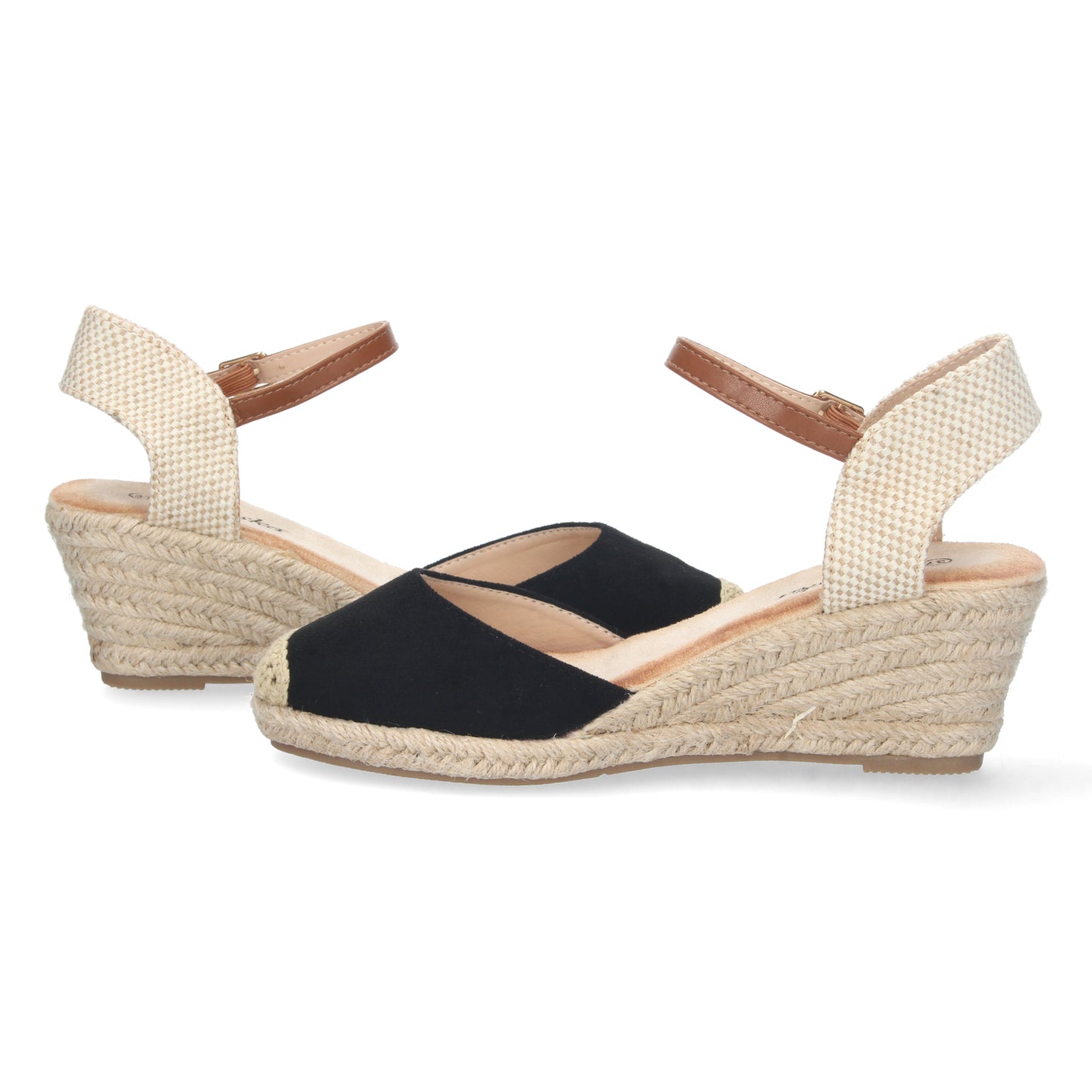 Alpargatas con cuña para mujer, sandalias de mujer tipo alpargatas, alpargatas negras con cuña, de Let's Secrets YJ622-Negro