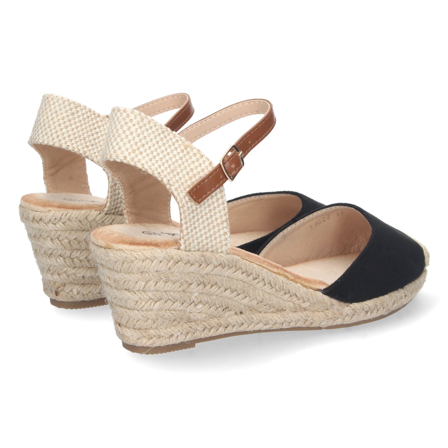 Alpargatas con cuña para mujer, sandalias de mujer tipo alpargatas, alpargatas negras con cuña, de Let's Secrets YJ622-Negro