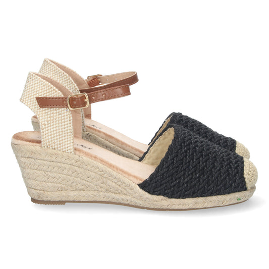Sandalias tipo alpargatas para mujer, alpargatas negras, alpargatas con cuña para mujeres, temporada verano 2023, de Let's Secrets YJ679-Negro