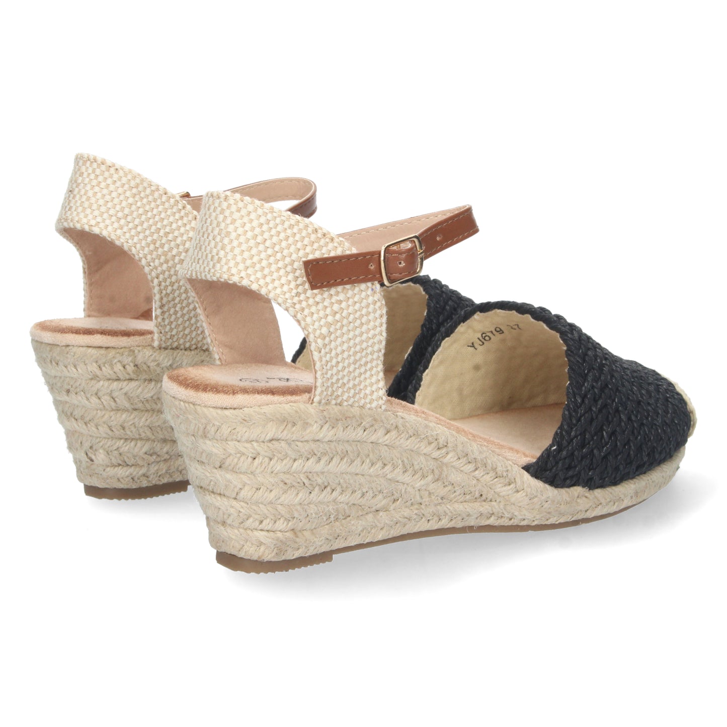 Sandalias tipo alpargatas para mujer, alpargatas negras, alpargatas con cuña para mujeres, temporada verano 2023, de Let's Secrets YJ679-Negro