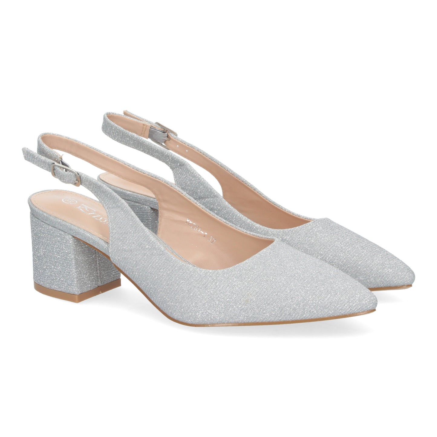 Zapato de Salón para Mujer Diseño Elegante con Tacón Abierto por el Talón Puntera Fina y Cierre de Hebilla Ajustable.