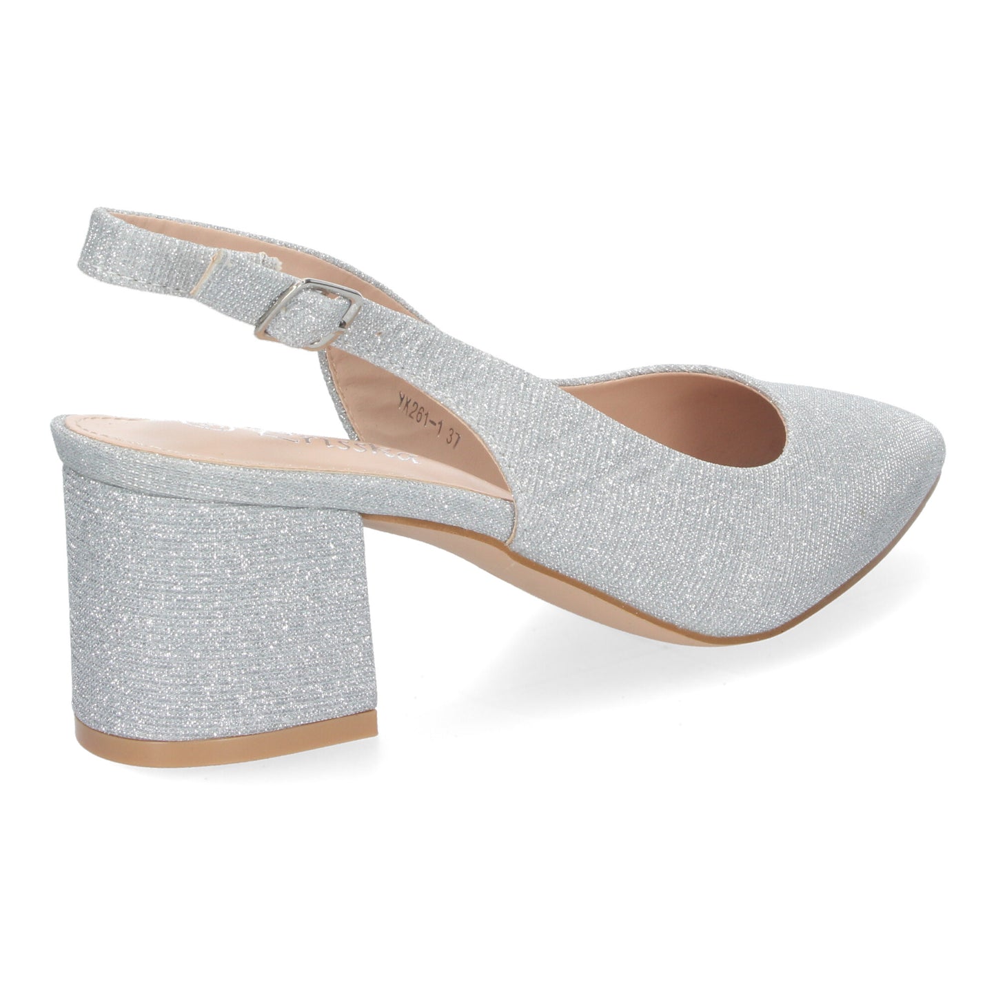 Zapato de Salón para Mujer Diseño Elegante con Tacón Abierto por el Talón Puntera Fina y Cierre de Hebilla Ajustable.