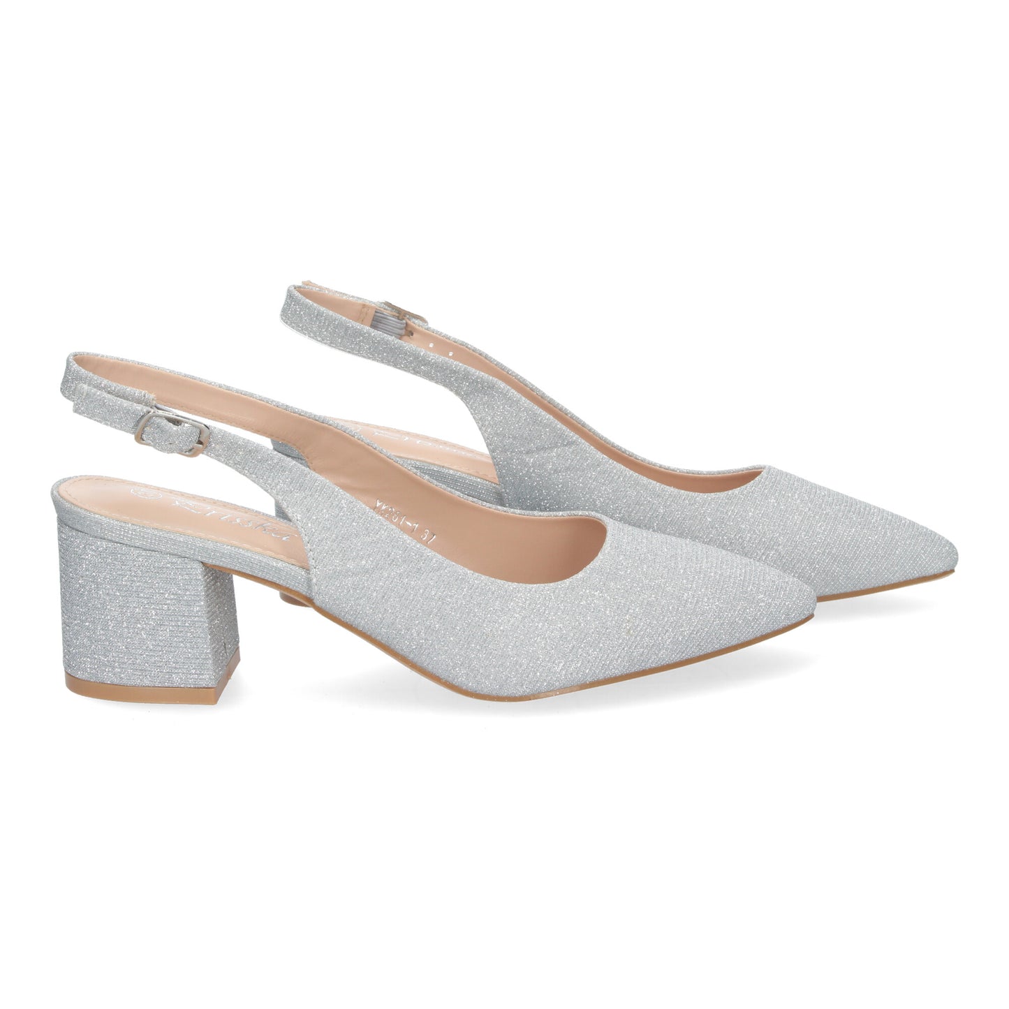 Zapato de Salón para Mujer Diseño Elegante con Tacón Abierto por el Talón Puntera Fina y Cierre de Hebilla Ajustable.