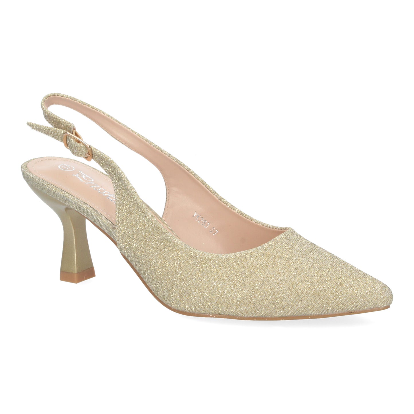 Zapato de Salón para Mujer Diseño Elegante con Tacón Abierto por el Talón Puntera Fina y Cierre de Hebilla Ajustable.