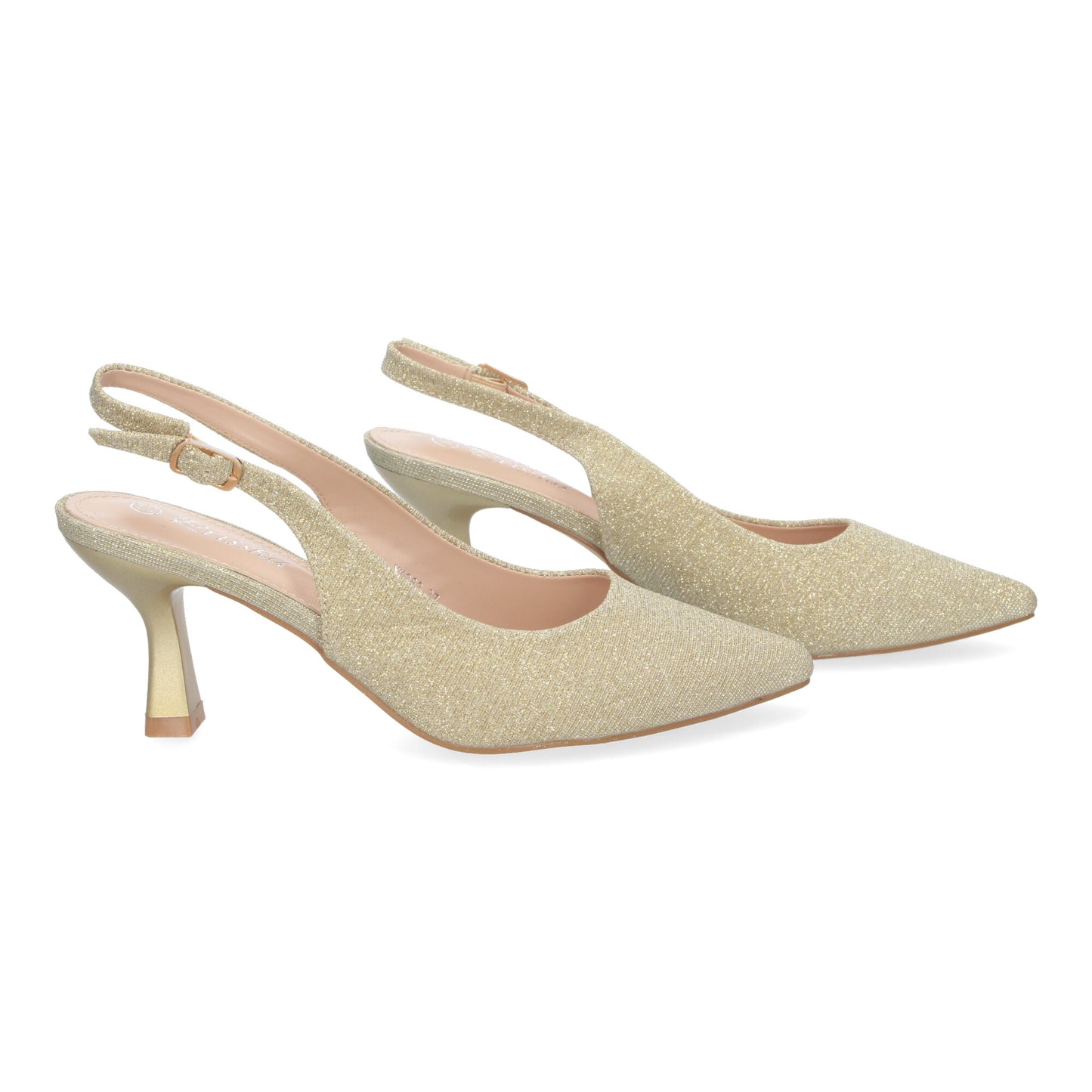 Zapato de Salón para Mujer Diseño Elegante con Tacón Abierto por el Talón Puntera Fina y Cierre de Hebilla Ajustable.