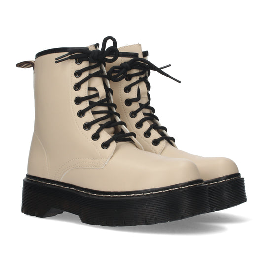 Botín de Tacón Ancho para Mujer Cómodo con Estampado Liso Cierres de Cordones y de cremallera