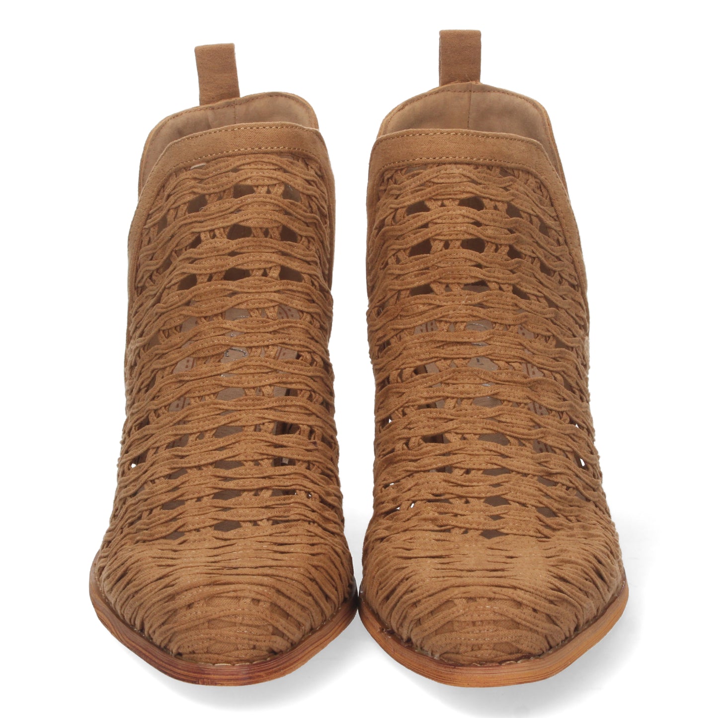 Botín de Tacón para Mujer con Tiras Trenzadas de Punta Fina y Tobillo Abierto Primavera Verano