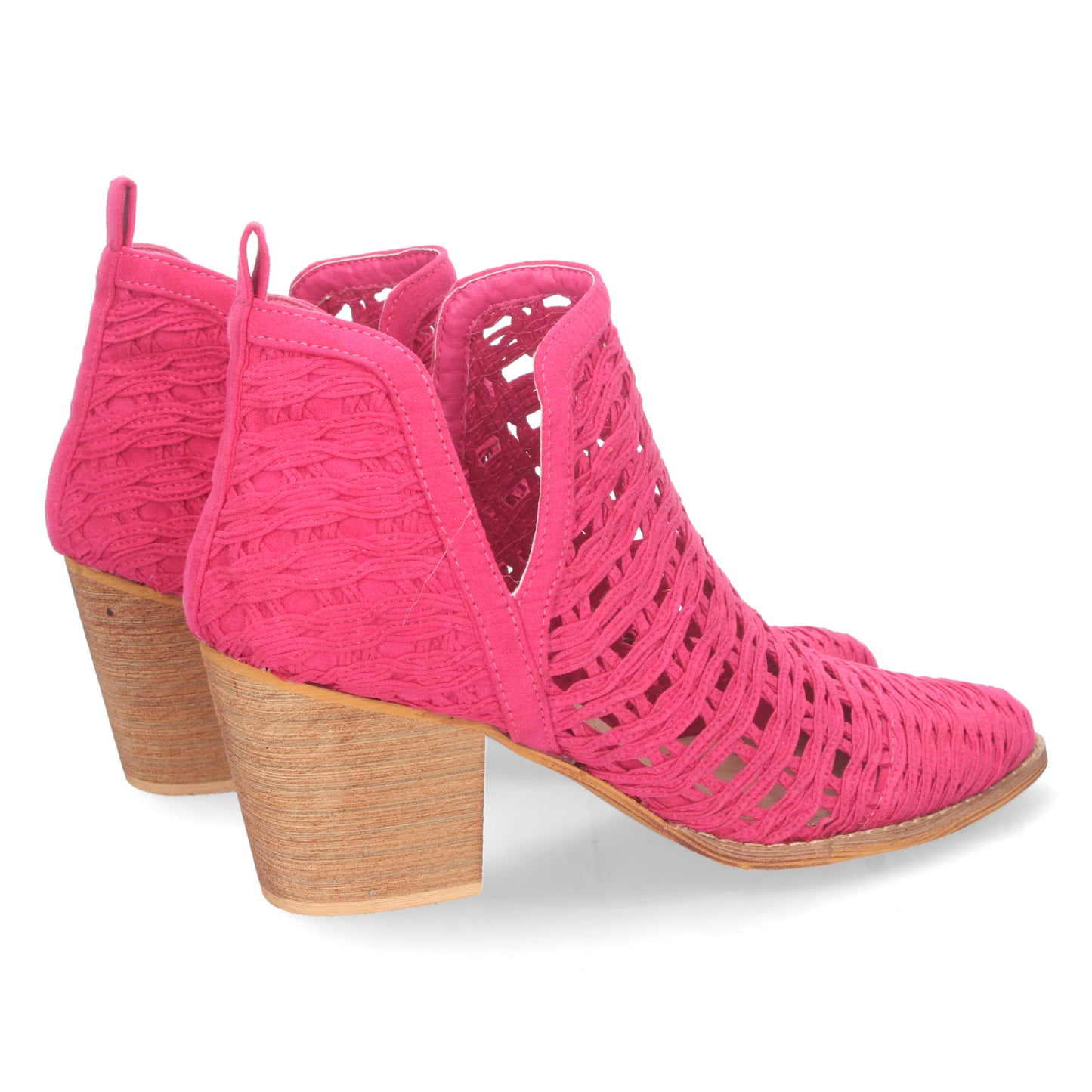 Botín de Tacón para Mujer con Tiras Trenzadas de Punta Fina y Tobillo Abierto Primavera Verano