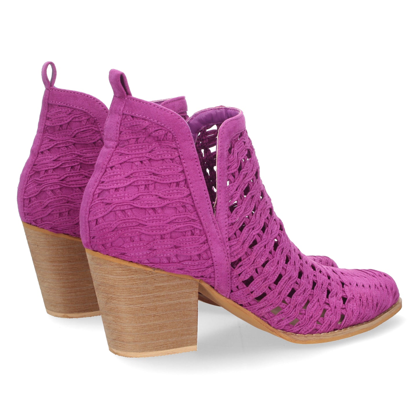 Botín de Tacón para Mujer con Tiras Trenzadas de Punta Fina y Tobillo Abierto Primavera Verano