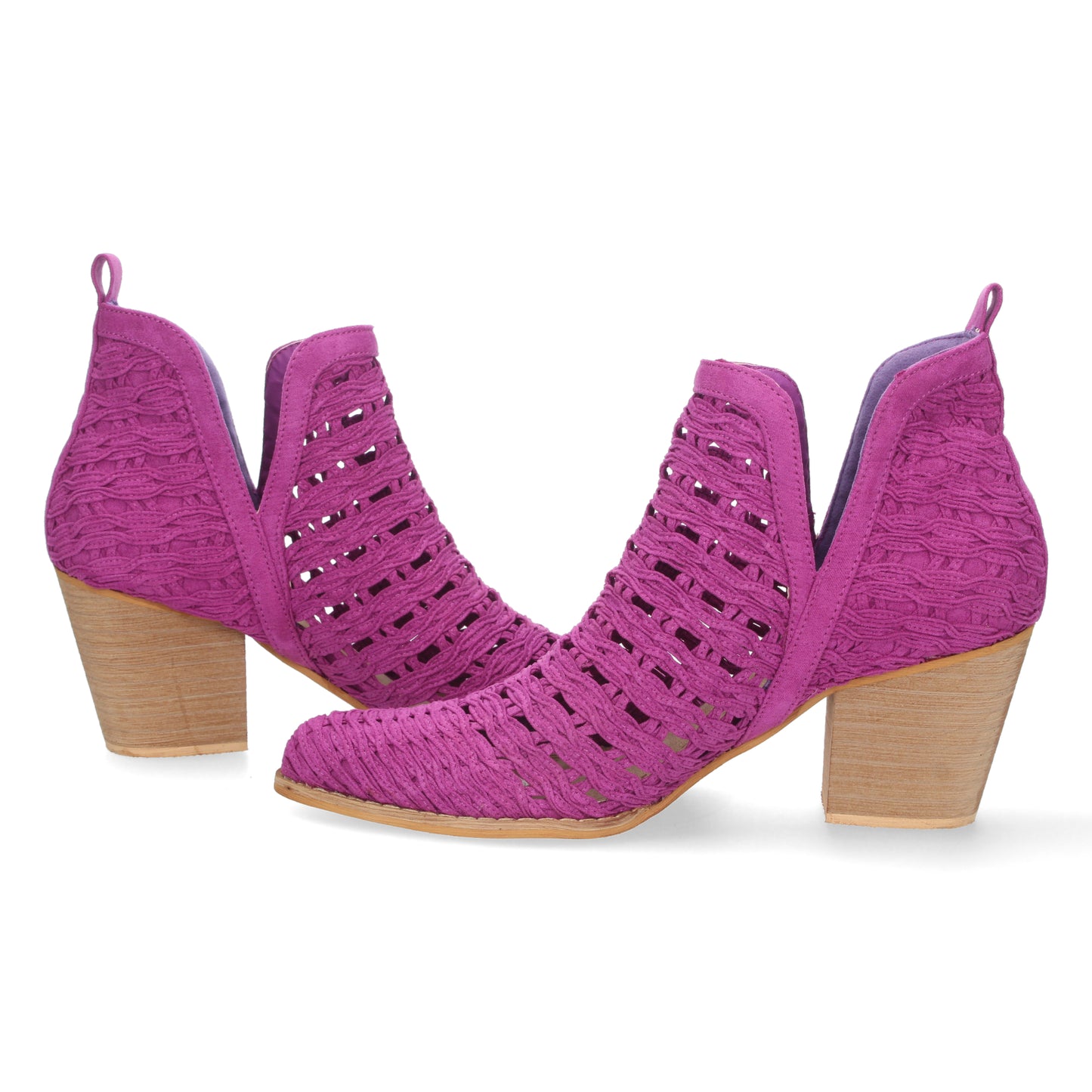 Botín de Tacón para Mujer con Tiras Trenzadas de Punta Fina y Tobillo Abierto Primavera Verano