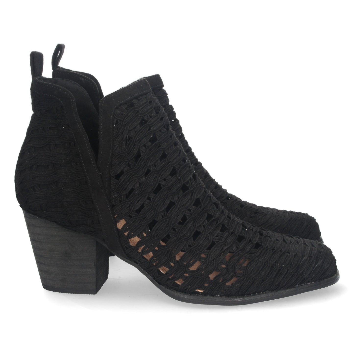 Botín de Tacón para Mujer con Tiras Trenzadas de Punta Fina y Tobillo Abierto Primavera Verano