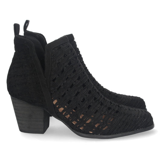 Botín de Tacón para Mujer con Tiras Trenzadas de Punta Fina y Tobillo Abierto Primavera Verano