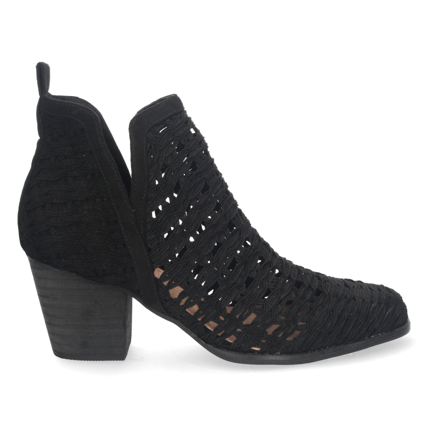 Botín de Tacón para Mujer con Tiras Trenzadas de Punta Fina y Tobillo Abierto Primavera Verano