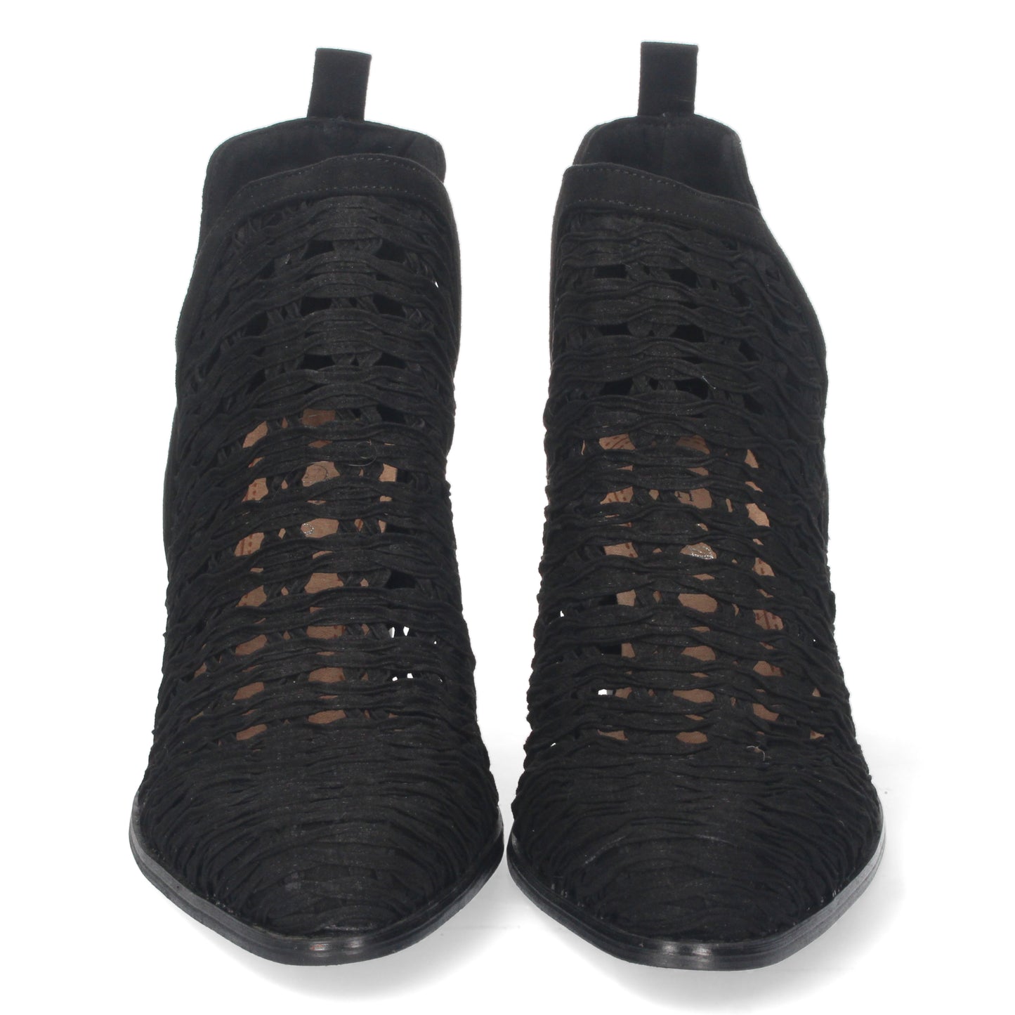 Botín de Tacón para Mujer con Tiras Trenzadas de Punta Fina y Tobillo Abierto Primavera Verano