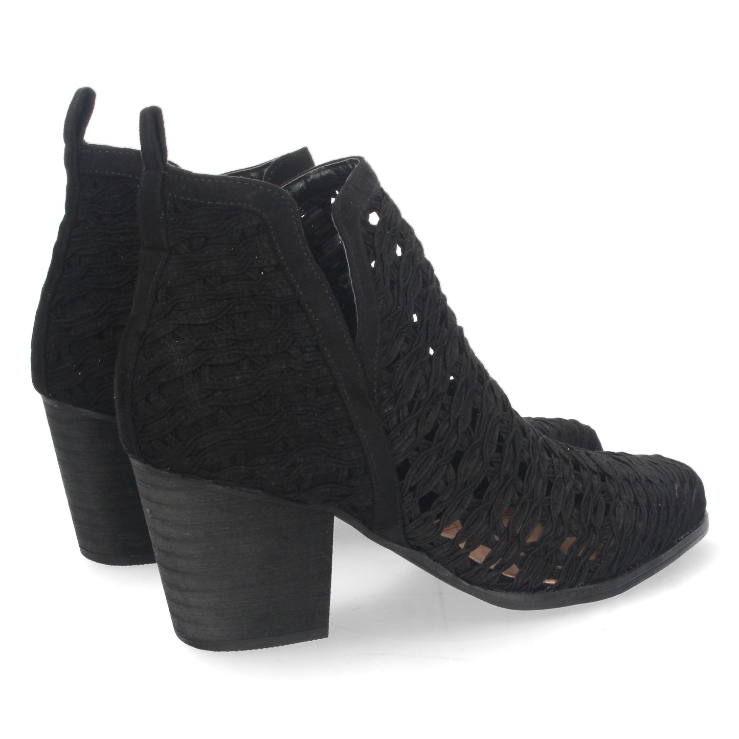 Botín de Tacón para Mujer con Tiras Trenzadas de Punta Fina y Tobillo Abierto Primavera Verano