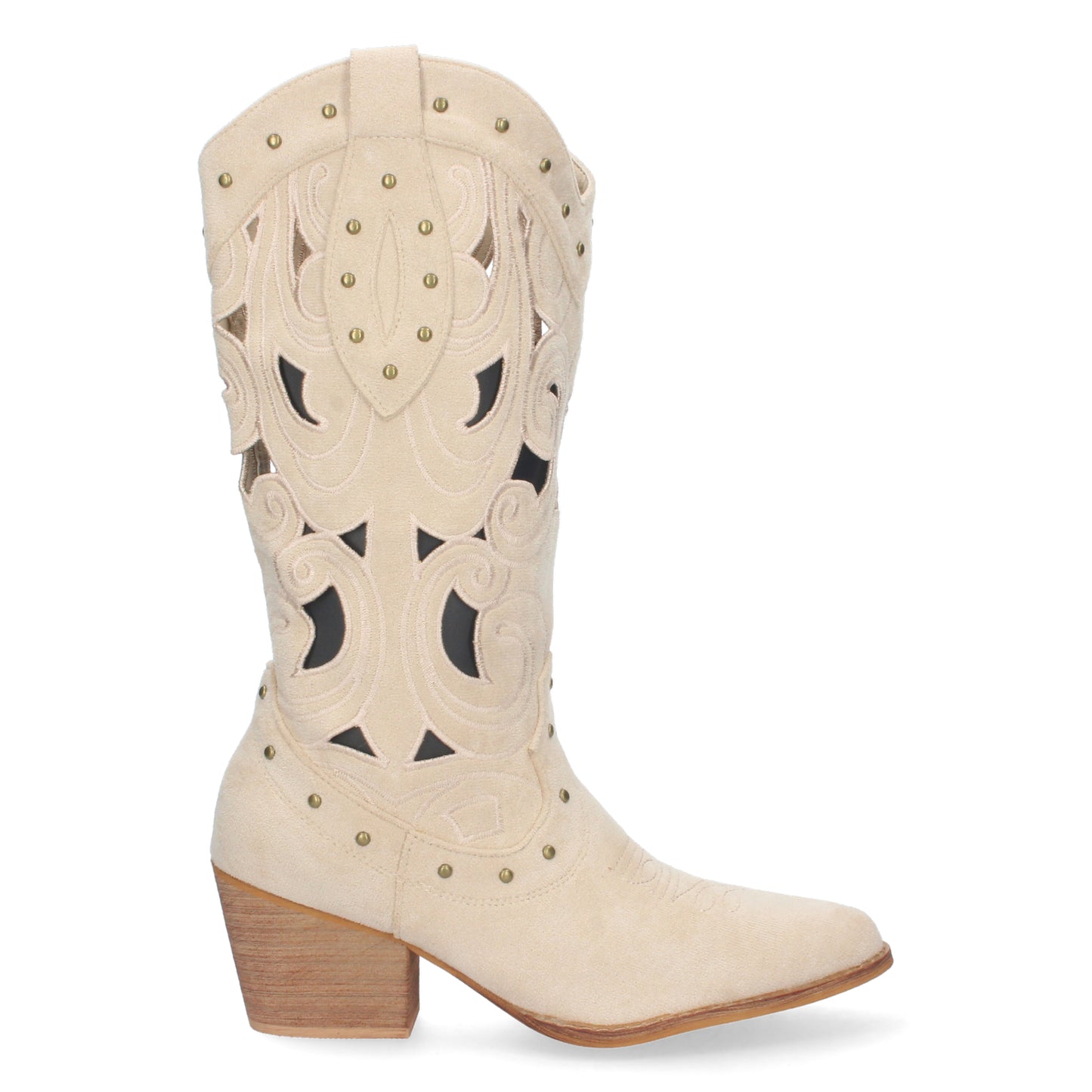 Bota de Tacón para Mujer Cómoda con Calados y Tachuelas en la Caña Cierre de Cremallera Primavera Verano