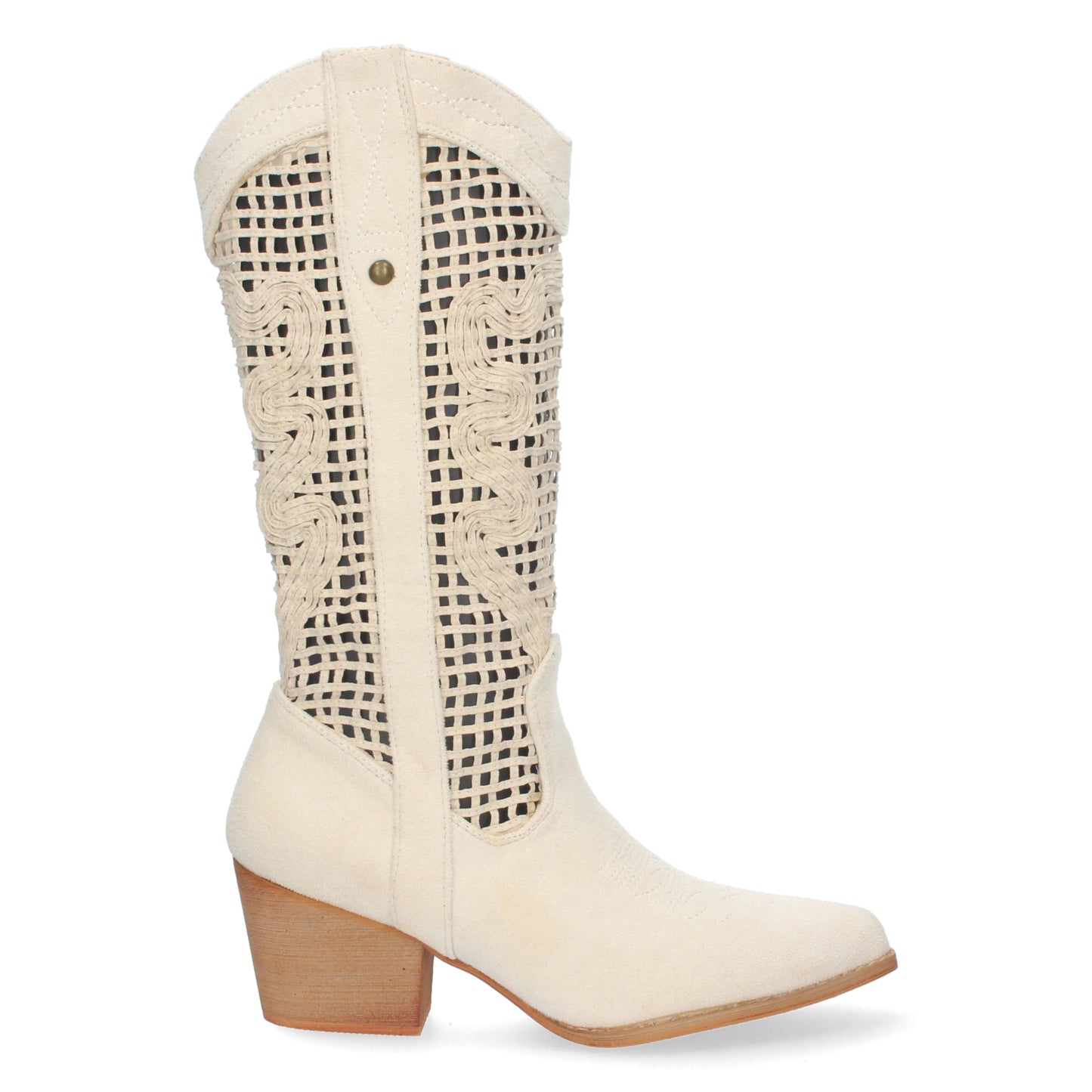 Bota de Tacón para Mujer Cómoda con Calados en la Caña y Cierre de Cremallera Primavera Verano