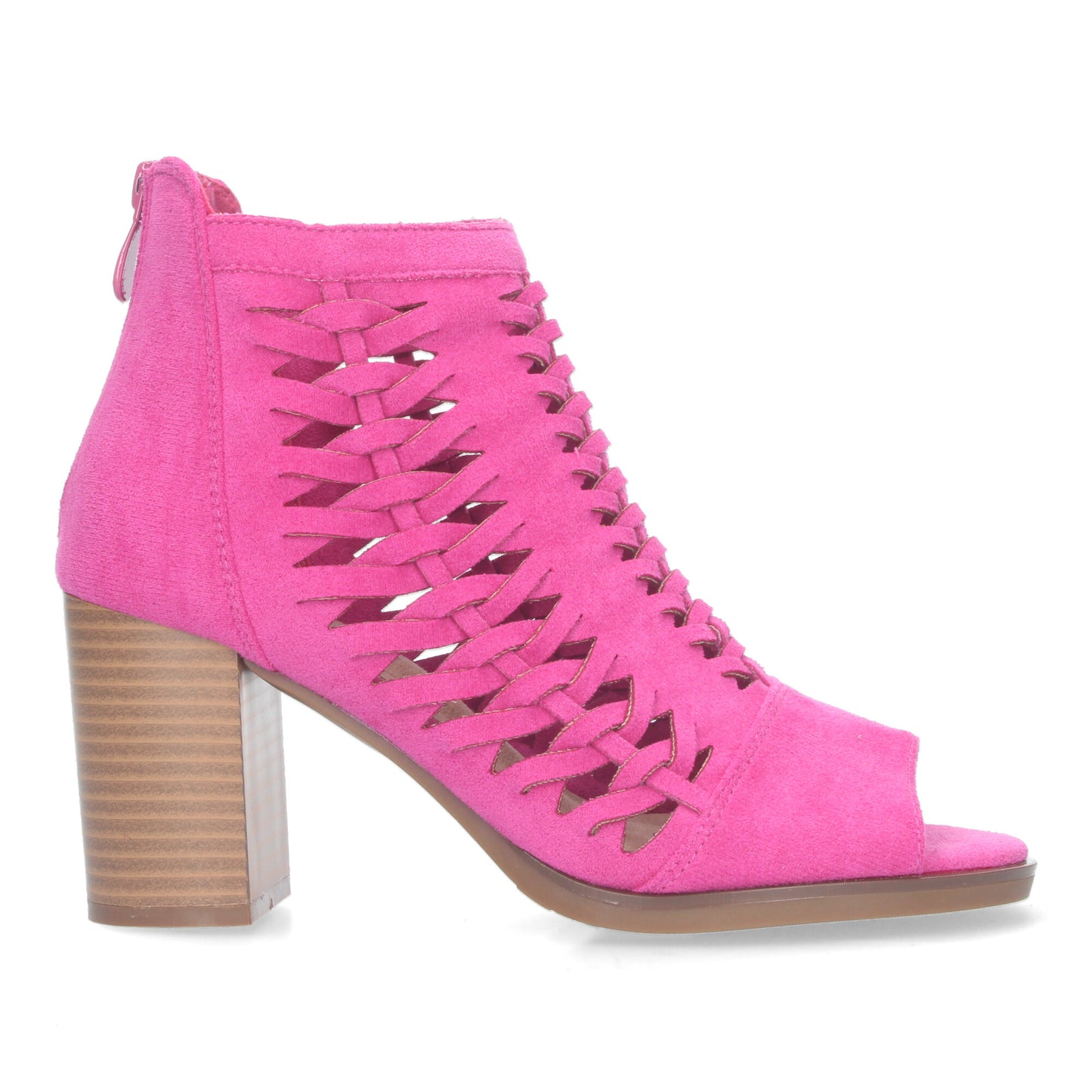 Botín de Tacon para Mujer con Tiras Trenzadas de Punta Abierta Cierre de Cremallera Cómodos.