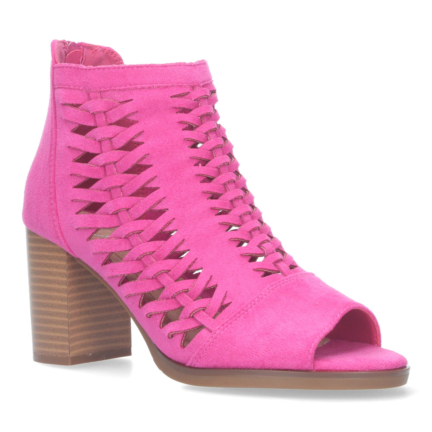 Botín de Tacon para Mujer con Tiras Trenzadas de Punta Abierta Cierre de Cremallera Cómodos.