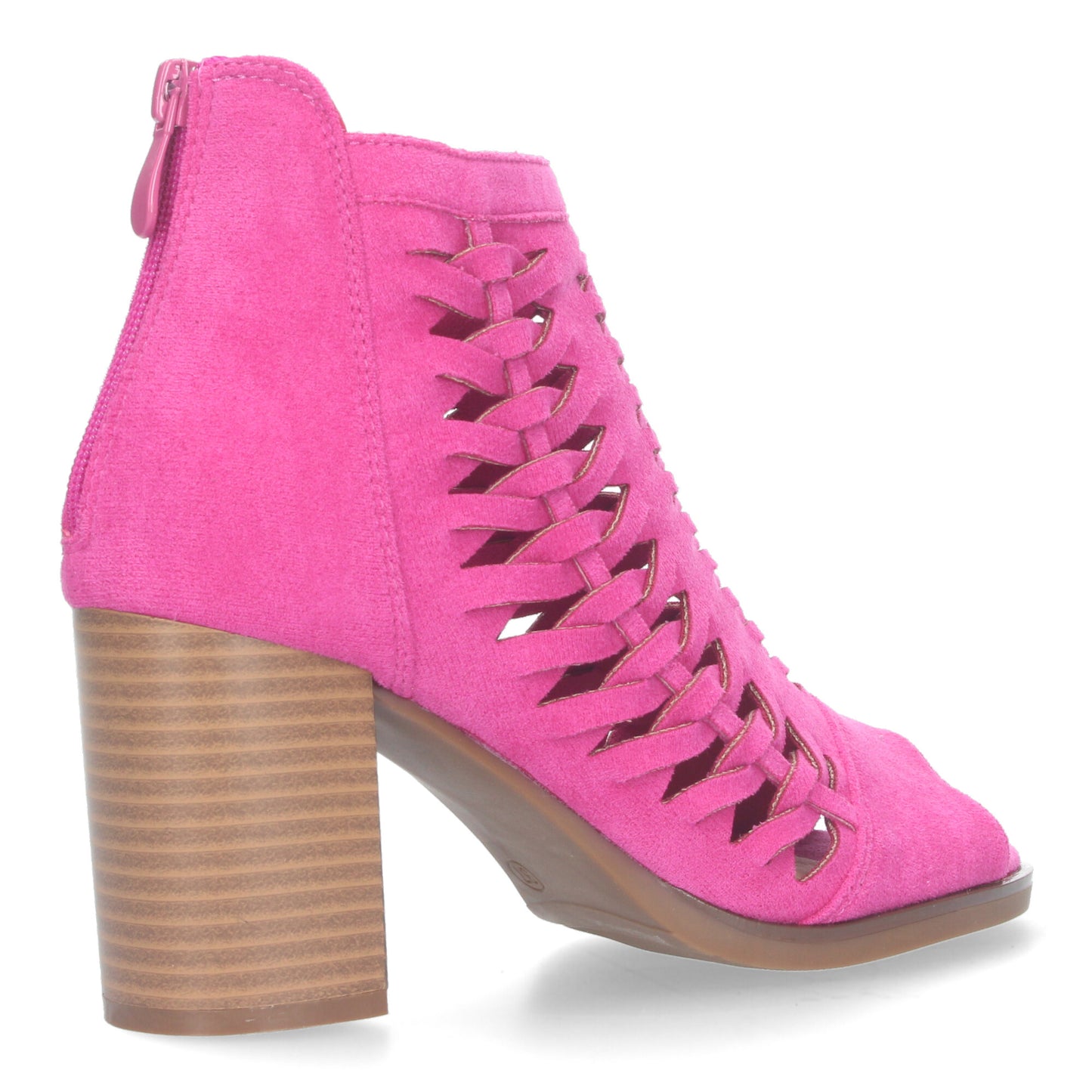 Botín de Tacon para Mujer con Tiras Trenzadas de Punta Abierta Cierre de Cremallera Cómodos.