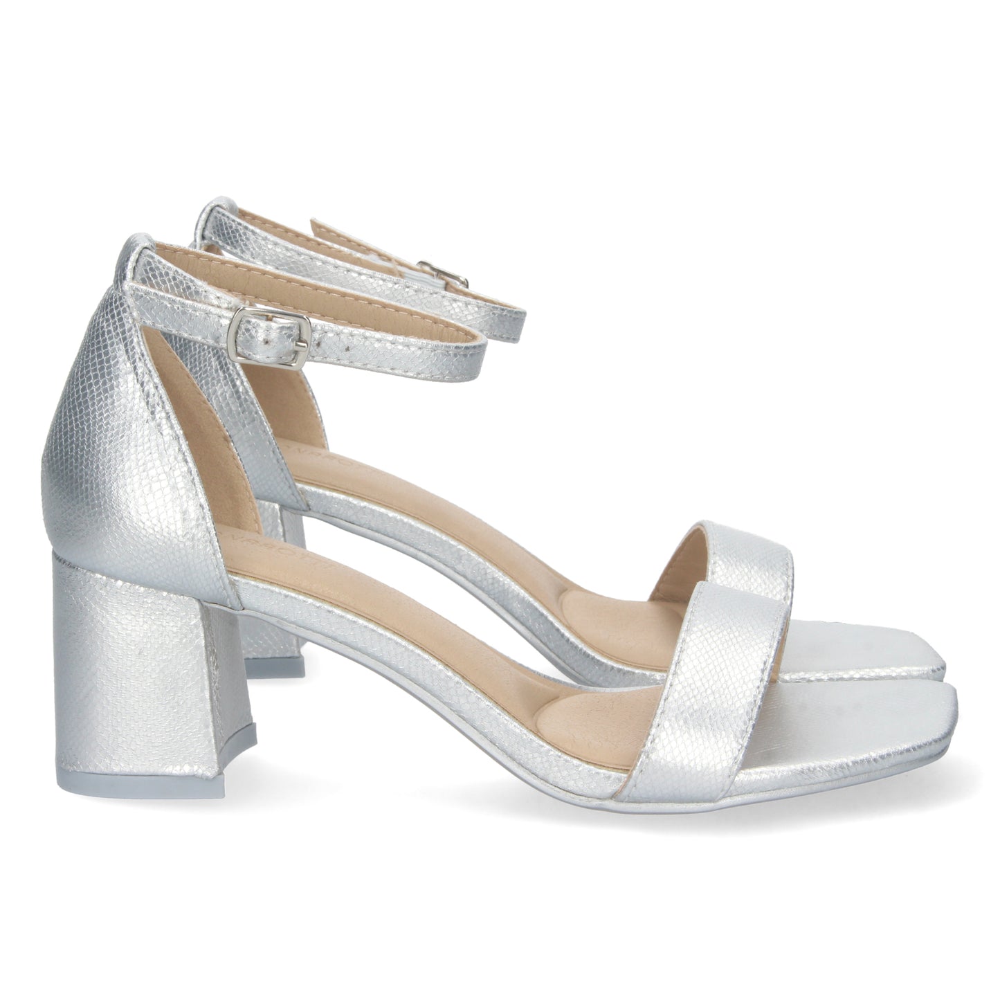 Sandalia de Tacón para Mujer Cómoda con Estampado Brillante y Cierre Ankle Strap de Hebilla Primavera Verano