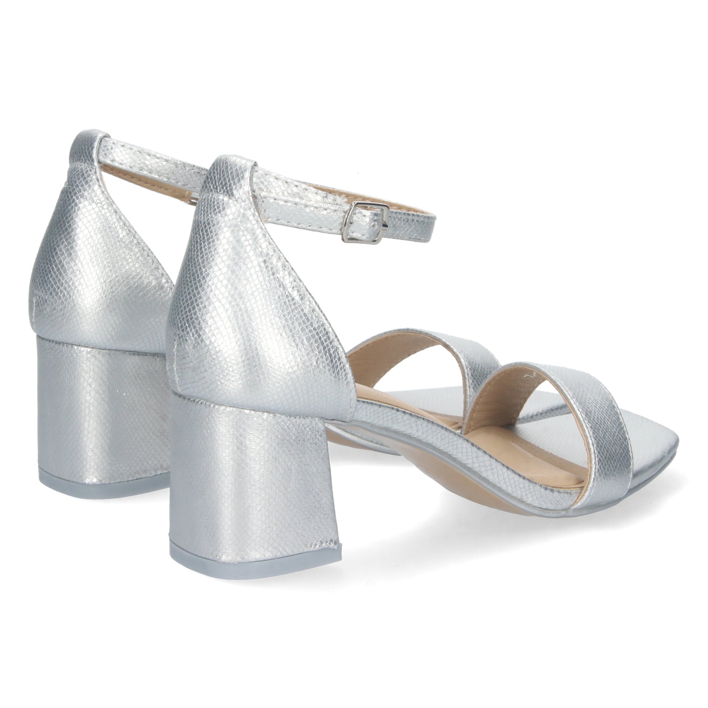 Sandalia de Tacón para Mujer Cómoda con Estampado Brillante y Cierre Ankle Strap de Hebilla Primavera Verano