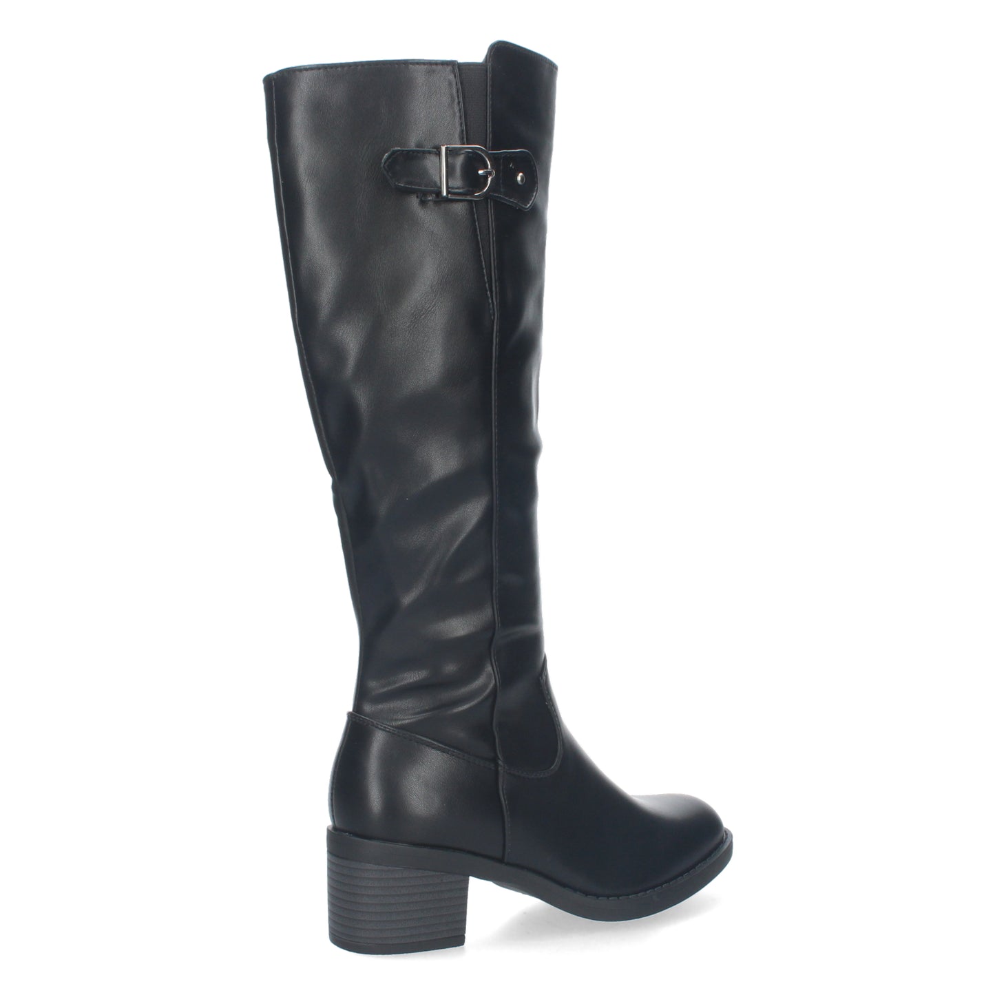 Bota Lisa de Tacón Bajo con Cierre de Cremallera y Adorno de Hebilla en la Parte Superior de la Caña (34'5cm) Cómodas e ideales para Otoño e Invierno