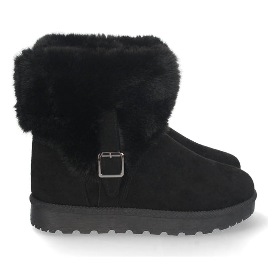 Botín Australiano para Mujer Cómodos y Calentitos Forrado con Pelo Interior Correa Exterior con Hebilla Otoño Invierno